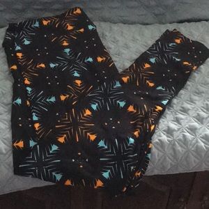 Lularoe Leggings Black/Orange/Teal
